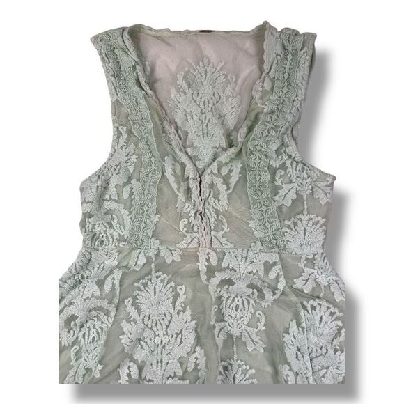Free People Reign Over Me Sea Green Lace Mini Dress Size Small - Picture 3 of 7